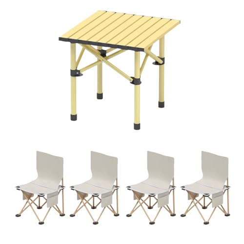 Tragbares faltbares Eisen-Campingtisch und Stuhl-Set, leichtes Outdoor-Picknick-Möbel für Camping, Heckklappe und Hinterhofversammlungen von Generisch