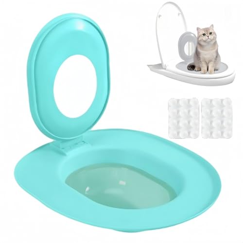 Trainingssystem zum eingewöhnen Ihrer Katze an das WC Katzen WC-Sitz Toiletten Training System Katzentoilette Katzenklo Toilettensitz (Blau) von Generisch