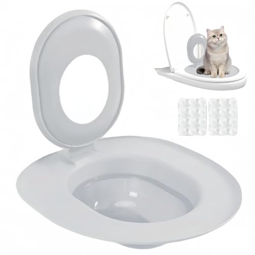 Trainingssystem zum eingewöhnen Ihrer Katze an das WC Katzen WC-Sitz Toiletten Training System Katzentoilette Katzenklo Toilettensitz (Grau) von Generisch