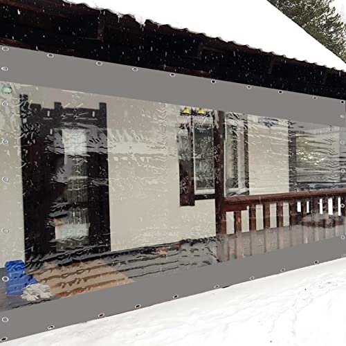 Transparent Outdoor Vorhang für Pavillons Balkon & Garten Langlebig Windschutz mit Ösen Größenverstellbar Grau 3 x 2,5 m Wetterbeständig Sichtschutz von Generisch