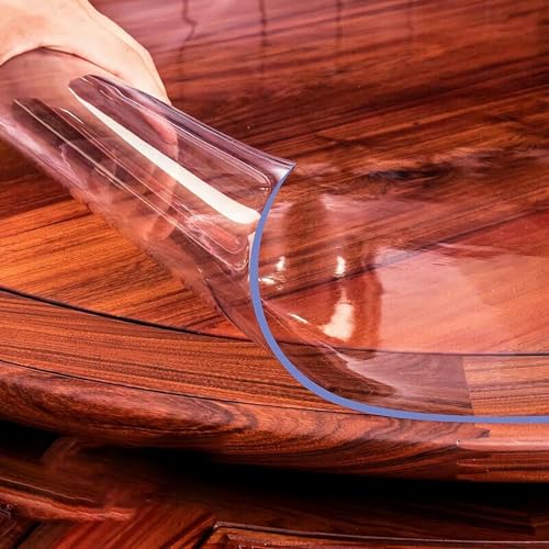 Transparente, runde Tischdecke, kristallklarer, abwaschbarer Tischschutz, hochglänzende durchsichtige Folie für wasserdichte und einfache Reinigung Transparente, runde Tischdecke, kristallklarer, abwaschbarer Tischschutz, hochglänzende durchsichtige Folie für wasserdichte und einfache Reinigung von Generisch