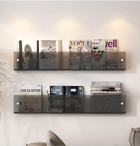 Transparente Acrylregale, schwebende Regale, 2er-Pack, Wandmontage, Zeitschriftenständer und Buchdisplay für Zuhause, Büro, Badezimmer (30,5 x 30,5 x 10,2 cm), einfache Installation, langlebiges von Generisch