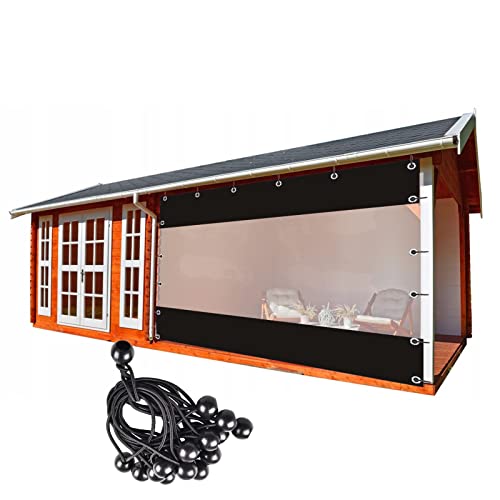 Transparente Outdoor-Plane mit Ösen und elastischen Kordeln, wasserdichte, robuste PVC-Platte für Pergola, Terrasse, Pavillon, Garten, 7,5 x 3 m von Generisch