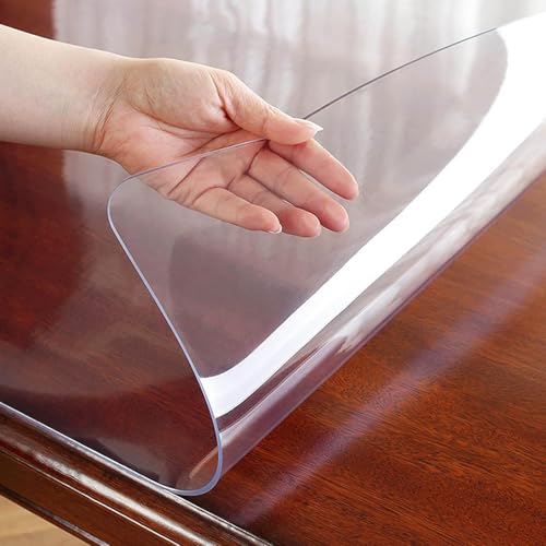 Transparente PVC-Tischdecke – wasserdichte und langlebige Esstischabdeckung für Küche, Terrasse, Innen- und Außenbereich von Generisch