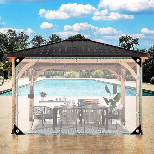 Transparente Planenvorhänge, PVC-Kunststoffplane zum Pflanzenschutz, transparente Seitenwand mit Ösen für Pergolen und Pavillons, 1,8 m x 2 m Transparente Planenvorhänge, PVC-Kunststoffplane zum Pflanzenschutz, transparente Seitenwand mit Ösen für Pergolen und Pavillons, 1,8 m x 2 m von Generisch
