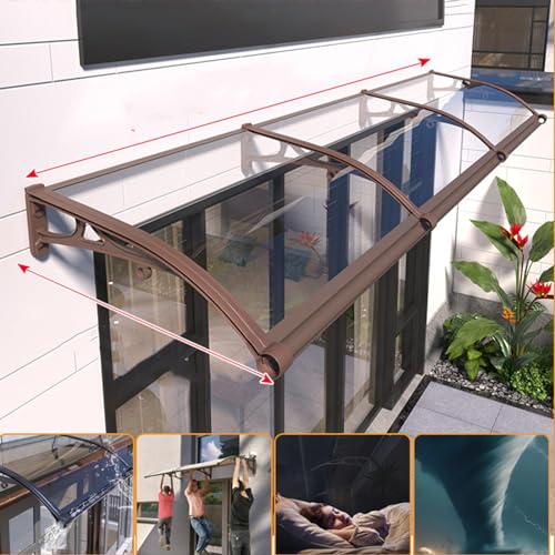 Transparente Polycarbonat-Markise mit großer Spüle, Aluminiumstütze für Kaffee, Eingangstür und Fenster, Outdoor, Garten, Terrasse, Veranda-Abdeckung (80 x 110 cm) von Generisch