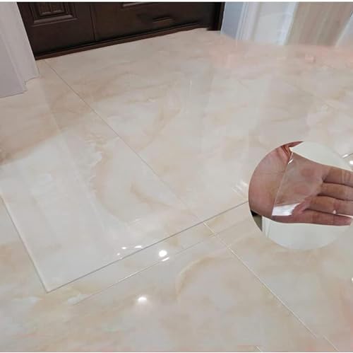 Transparente Vinyl-Stuhlmatte für harte Böden, 2 mm dick, rutschfester Bürobodenschutz, transparenter rechteckiger Teppich, große Größe, 90 x 220 cm, strapazierfähige PVC-Matte von Generisch