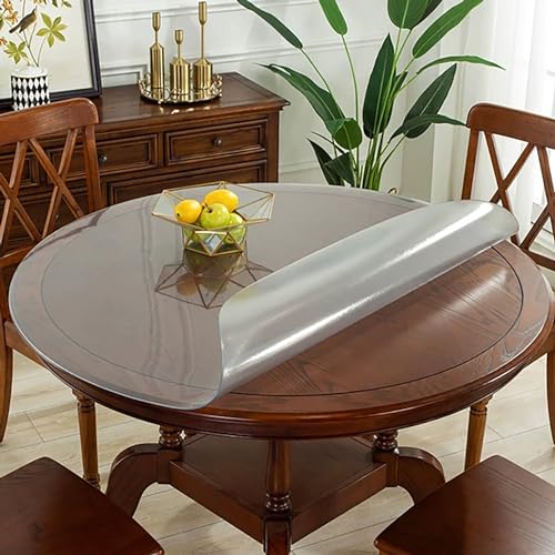 Transparente ovale Tischdecke, 105 cm, wasserdicht und hitzebeständig, 3 mm dick, Wärmedämmung, schmutzabweisend, transparente Abdeckung für Garten, Campingtisch, langlebige Matte von Generisch