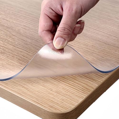 Transparente rechteckige Kunststoff-Tischdecke, auslaufsichere Vinylabdeckung für Esstisch, transparente Schreibtischschutzmatte, hitzebeständig, abwischbarer Oberflächenschutz, ideal für Partys und Transparente rechteckige Kunststoff-Tischdecke, auslaufsichere Vinylabdeckung für Esstisch, transparente Schreibtischschutzmatte, hitzebeständig, abwischbarer Oberflächenschutz, ideal für Partys und von Generisch