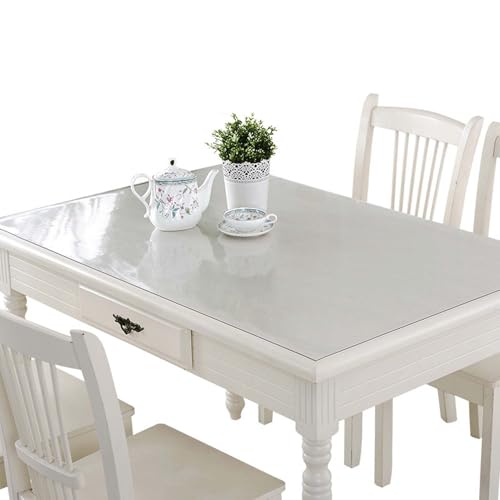 Transparente wasserdichte PVC-Tischdecke – hitzebeständige transparente Kunststoffabdeckung für Esstisch – ölfeste, abwischbare Schutzmatte – Schild für Esszimmer und Küche von Generisch