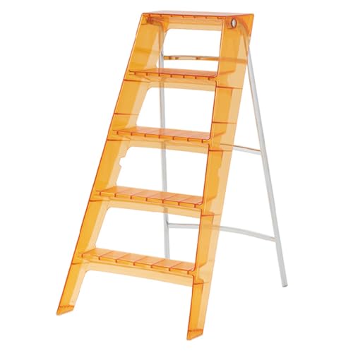 Transparenter 2-stufiger Klappleiter aus Acryl mit rutschfestem Pedal, leichter Kunststoff, niedriger Hocker für Küche und Büro, einseitiges Design, 5 Schichten Transparenter 2-stufiger Klappleiter aus Acryl mit rutschfestem Pedal, leichter Kunststoff, niedriger Hocker für Küche und Büro, einseitiges Design, 5 Schichten von Generisch