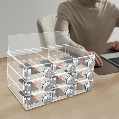 Transparenter Acryl-Telefon-Sicherheitsschrank mit Zahlenschloss, 9 Schlitzen, Handyspind für Schulen, Büros, Fitnessstudios, Klassenzimmer, Aufbewahrungslösung von Generisch