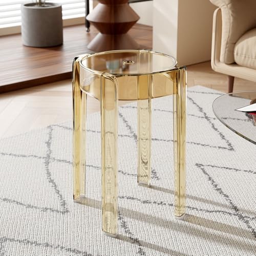 Transparenter Acrylhocker - Stapelbarer Hochstuhl für Esszimmer, armloses Design, moderner klarer Barhocker, stilvolle und platzsparende Möbel (Tee) von Generisch