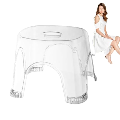 Transparenter Duschfußhocker, rutschfest, wasserdicht, transparenter Sitz, Badezimmer-Hocker, Eckbank, Nachttischstütze, kompakter, freigestellter Hocker für kleine Duschräume, Badewannen-Fußstütze von Generisch