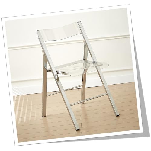 Transparenter Klapphocker mit Rückenlehne, Acryl, moderner Barhocker, stapelbarer Stuhl für Zuhause, Wohnzimmer, Küche, Esszimmer, stilvolles transparentes Design von Generisch