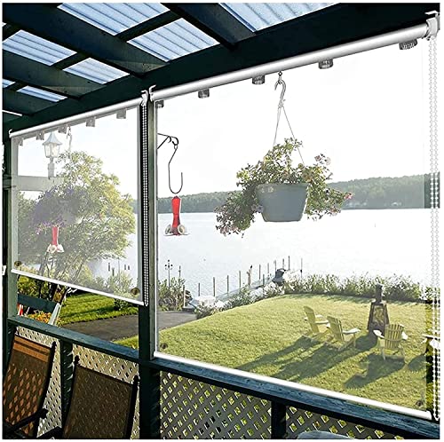 Transparenter PVC-Rollos für Pavillon und Balkon, wasserdicht, winddicht, Roll-Up-Vorhänge, erhältlich in 65155 cm Größen, für Pergola- und Terrassenschutz von Generisch