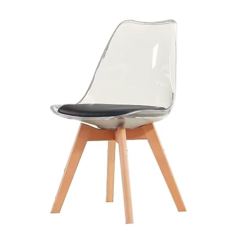 Transparenter Schminkstuhl, 2er-Set, mit Holzbeinen, modernes klares Acryl, ergonomisches Design für Zuhause, Büro und Wohnzimmer von Generisch