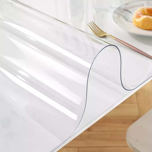 Transparenter Tischschutz, 80 x 140 cm, 1,5 mm dick, strapazierfähig, Vinyl-Tischdecke, transparent, Mehrzweck-Tischdecke für Schreibtische, Esstische und Heimschutz von Generisch