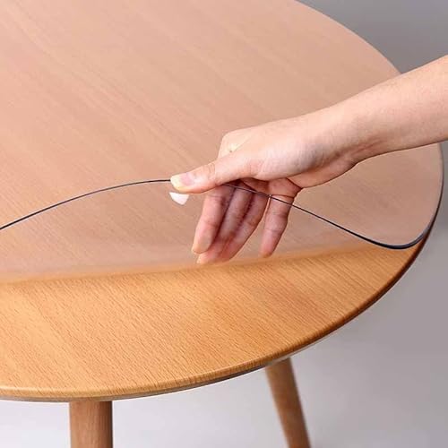 Transparenter runder Tischschutz, 2 mm dick, transparente PVC-Tischabdeckung, 155 cm Durchmesser, langlebiger, transparenter Tischschutz für Ess- und Couchtische, kratz- und auslaufsicher. von Generisch