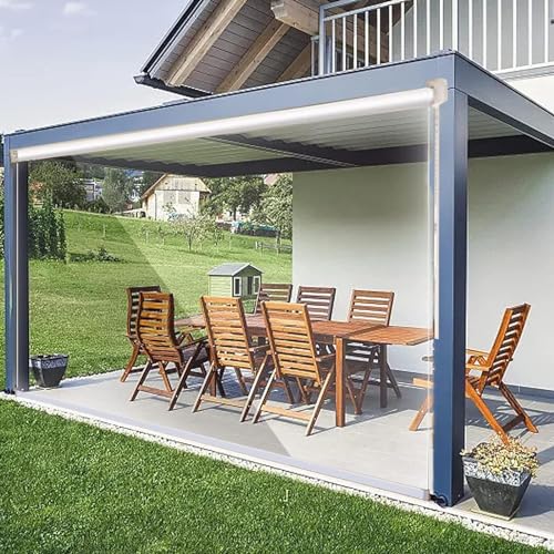 Transparenter wasserdichter PVC-Rollos – benutzerdefinierte Größe für Pergola & Badezimmer – einfach zu installieren, staubdicht, langlebig, Rollvorhänge von Generisch