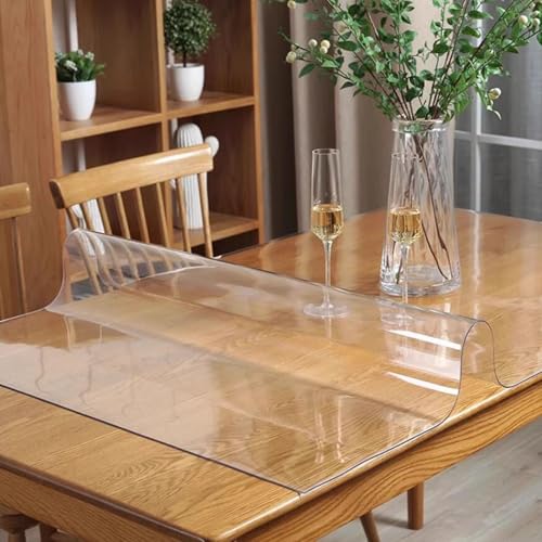 Transparenter wasserdichter Tischschutz, abwischbare Kunststoffabdeckung für Esszimmer, Küche und Couchtische, 1,5 mm dick, läuft nicht ein, leicht zu reinigen von Generisch