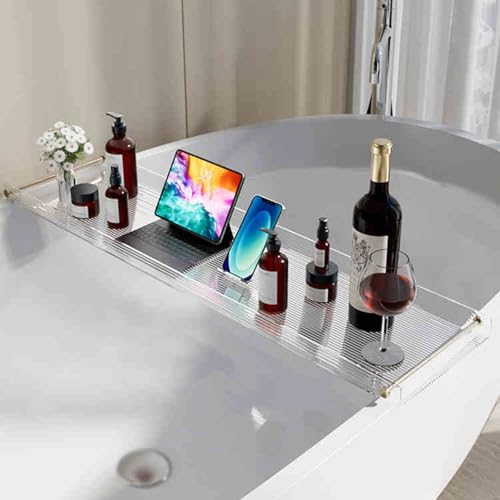 Transparentes Acryl-Bad-Tablett – wasserdichter Badewannen-Organizer zur Entspannung, hält Kerzen, Weinglas und Telefon Transparentes Acryl-Bad-Tablett – wasserdichter Badewannen-Organizer zur Entspannung, hält Kerzen, Weinglas und Telefon von Generisch