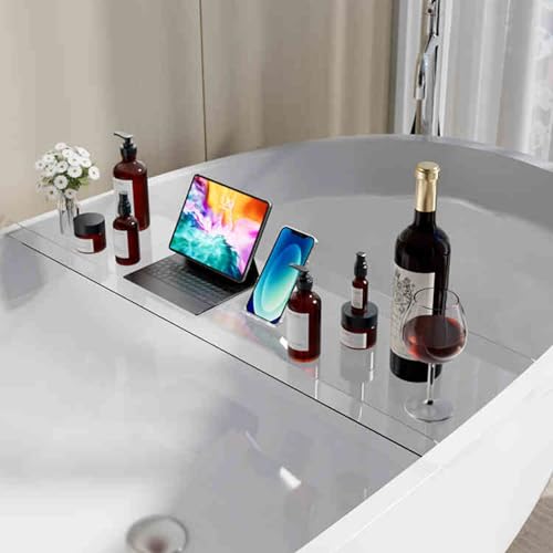 Transparentes Acryl-Bad-Tablett – wasserdichter Badewannen-Organizer zur Entspannung, hält Kerzen, Weinglas und Telefon Transparentes Acryl-Bad-Tablett – wasserdichter Badewannen-Organizer zur Entspannung, hält Kerzen, Weinglas und Telefon von Generisch