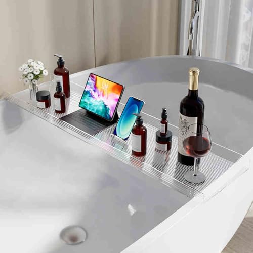Transparentes Acryl-Bad-Tablett – wasserdichter Badewannen-Organizer zur Entspannung, hält Kerzen, Weinglas und Telefon von Generisch