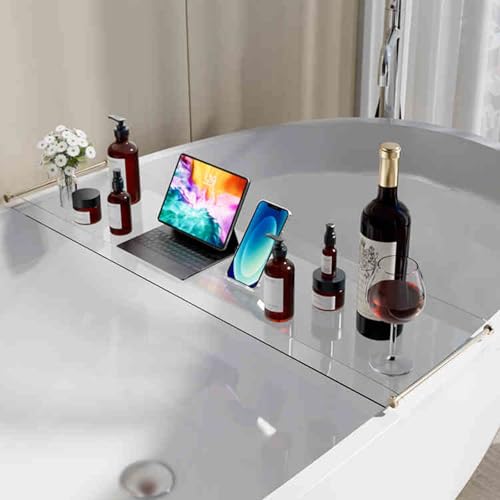 Transparentes Acryl-Badtablett – wasserdichtes Regal für Kerzen, Weinglas und Telefon – unverzichtbares Badewannen-Zubehör für Entspannung von Generisch