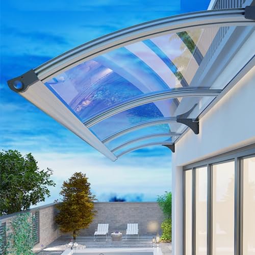 Transparentes Polycarbonat-Türvordach, 2,5 mm dick, Regen- und Lärmschutz, schlanke Markise für Haustür, verstellbare Breite 65–150 cm von Generisch