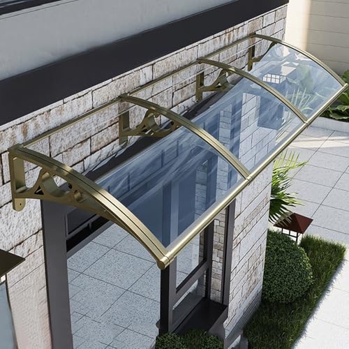 Transparentes Polycarbonat-Türvordach, 99 % UV-Schutz, Aluminiumrahmen, einfache Montage, 60 x 500 cm (24 x 197), stilvolles Pult-Design für Eingang und Außenbereich von Generisch