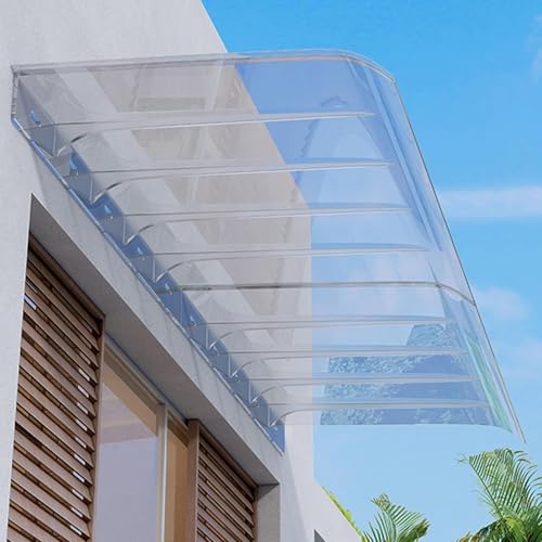 Transparentes Polycarbonat-Türvordach, gebogene Außenmarkise für Sonnen- und Regenschutz, perfekt für Garten, Hinterhof, Terrasse, Unterstand Transparentes Polycarbonat-Türvordach, gebogene Außenmarkise für Sonnen- und Regenschutz, perfekt für Garten, Hinterhof, Terrasse, Unterstand von Generisch
