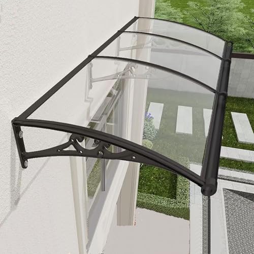 Transparentes Polycarbonat-Türvordach mit Dachrinne, für den Außenbereich, Balkon, Markise, Regen- und Schneeschutz, Fensterschutz, Eingangsabdeckung, (B 100 x L 120 cm) von Generisch