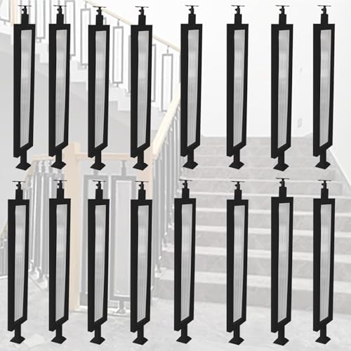 Treppengeländer-Balustraden – verstellbare Balustraden aus Schmiedeeisen und gehärtetem Glas für sichere Terrassendielen im Innen- und Außenbereich Treppengeländer-Balustraden – verstellbare Balustraden aus Schmiedeeisen und gehärtetem Glas für sichere Terrassendielen im Innen- und Außenbereich von Generisch