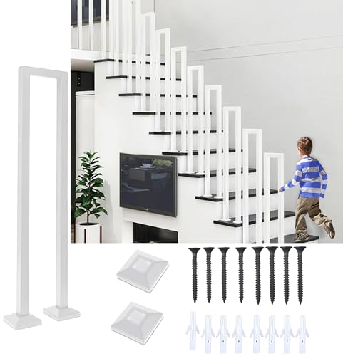 Treppengeländer Innen, U-Förmiger Treppengeländer, Handlauf Treppe, Geländer Treppe, Treppengeländer Außen, Handlauf Schwarz Geländer für Balkone Flure Wohnungen Villen (U-Weiß, 85CM) von Generisch