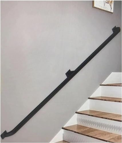 Treppengeländer für den Innenbereich, verstellbare Wandhalterung, Stützstangen für ältere Menschen und Kinder, Industrie-Stil, mattschwarzes Rohr (Größe: 430 cm) von Generisch