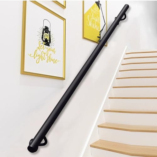 Treppengeländer zur Wandmontage, Schmiedeeisernes Geländer für den Innen- und Außenbereich, moderne Stützstange mit Halterungen, 90 cm, schwarze Treppen-Sicherheitslösung Treppengeländer zur Wandmontage, Schmiedeeisernes Geländer für den Innen- und Außenbereich, moderne Stützstange mit Halterungen, 90 cm, schwarze Treppen-Sicherheitslösung von Generisch