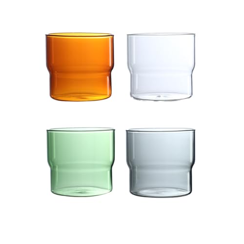 Trinkgläser Set, 4 Gläser Set 300ml，Borosilikatglas Trinkglas, Heissgetränke,Spülmaschinengeeignete Wasser-Gläser, Stapelbar, Saftgläser, Cocktail Gläser von Generisch