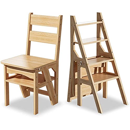Trittleiter aus Holz, zusammenklappbares Design für einfache Lagerung, ideal für den Heimgebrauch im Wohnzimmer, Schlafzimmer und Balkon von Generisch