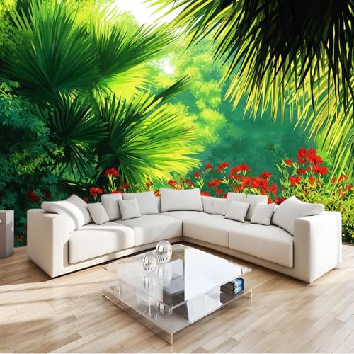 Tropische Pflanzen Dschungel Ölgemälde Waldgrün Fototapete 400 x 280 cm Vlies Motivtapeten Moderne Wandtapete Wohnzimmer Schlafzimmer Study Wohnzimmer Restaurant Cafe Wand Dekoration, Tropische Pflanzen Dschungel Ölgemälde Waldgrün Fototapete 400 x 280 cm Vlies Motivtapeten Moderne Wandtapete Wohnzimmer Schlafzimmer Study Wohnzimmer Restaurant Cafe Wand Dekoration, von Generisch