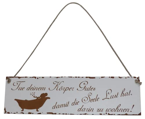 Tue Deinem Körper gutes Schild Shabby Chic Deko weiß Geschenk Deko Holz HDF ca 28 x 8 cm Wanddeko Wandbild Hängeschild mit Kordel Wellness Tue Deinem Körper gutes Schild Shabby Chic Deko weiß Geschenk Deko Holz HDF ca 28 x 8 cm Wanddeko Wandbild Hängeschild mit Kordel Wellness von Generisch