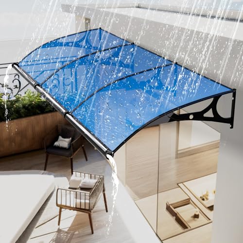 Tür-/Fenstermarkise aus Polycarbonat mit Aluminiumhalterung, geräuschfreier Regen- und Schneeschutz, einfach zu installierende Überdachung für Haustüren und Fenster, wetterbeständiger Überhang Tür-/Fenstermarkise aus Polycarbonat mit Aluminiumhalterung, geräuschfreier Regen- und Schneeschutz, einfach zu installierende Überdachung für Haustüren und Fenster, wetterbeständiger Überhang von Generisch