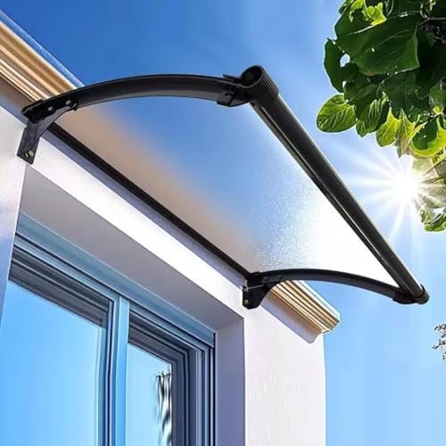 Türdach Pultbogenvordach Vordach aus Aluminium Ständer Durchsichtig Polycarbonat für Eingangstür Vordach Haustür Eingangsmarkise Regenschutz,Automatische Entwässerung von Generisch