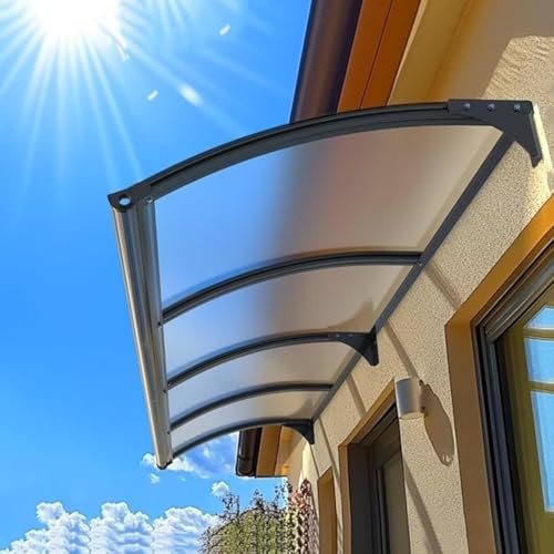 Türdach Pultbogenvordach Vordach aus Aluminium Ständer Polycarbonat für Eingangstür Vordach Haustür Eingangsmarkise Regenschutz,Automatische Entwässerung von Generisch