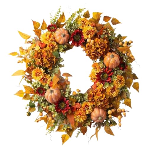 Türkranz Herbst, Herbstkranz Haustür, Künstlicher Kürbis Türkranz Mit Hortensien, Sonnenblumen, Herbstblätter Und Beeren, Thanksgiving Autumn Fall Herbstdeko Outdoor Türkranz Herbst, Herbstkranz Haustür, Künstlicher Kürbis Türkranz Mit Hortensien, Sonnenblumen, Herbstblätter Und Beeren, Thanksgiving Autumn Fall Herbstdeko Outdoor von Generisch
