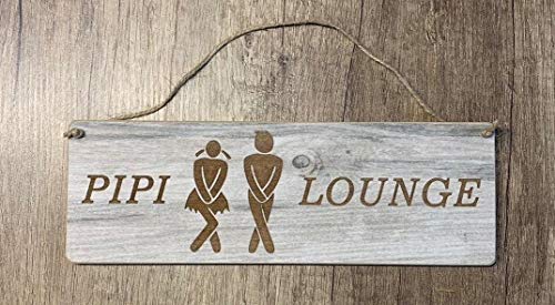 Türschild Deko Landhaus Vintage Shabby Retro Pipi Lounge Dunkel WC Dekoschild Schild Wandbild Holz Tafel Deko von Generisch