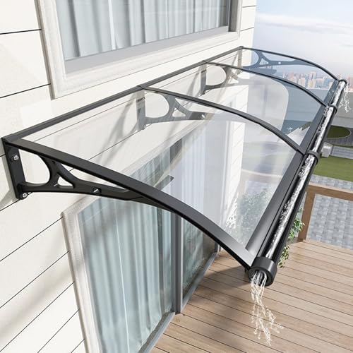 Türüberdachung Outdoor Wasserdicht Veranda Überdachung UV und Schneeschutz Polycarbonat Abdeckung mit Aluminiumhalterung Regenschutz für Terrasse und Garten von Generisch