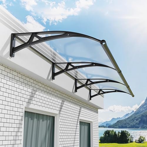 Türvordach, wetterbeständiges Polycarbonat & Aluminium, stilvolle Eingangsabdeckung für Haustür, Schrägdachüberkopf (120x440cm/47x173) von Generisch