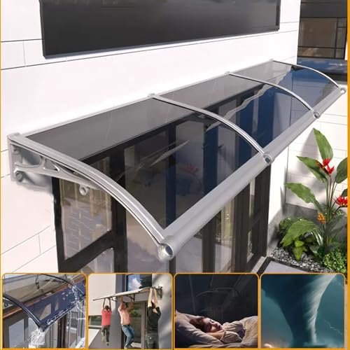 Türvordach Groß Outdoor Vordach Markise mit Dachrinne Leise Selbstreinigend Regenschutz für Front/Hintertür & Terrasse 60x500 cm Grau - Wetterbeständiger Unterstand von Generisch