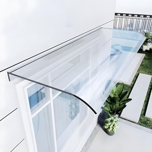Türvordach Markise Wasserdicht Polycarbonat Beschattung UV Schutz für Haustür Fenster Terrasse Regen- und Schneeschutz Veranda Abdeckung von Generisch